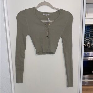 NWT Love Tree Olive Green Long Sleeve Ribbed Sweater Top | M Flawed